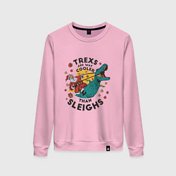 Свитшот хлопковый женский T-Rex Christmas, цвет: светло-розовый