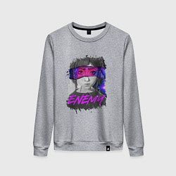 Свитшот хлопковый женский Everywere My Enemy, цвет: меланж