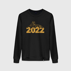 Свитшот хлопковый женский Gold - Новогодний Тигр 2022, цвет: черный