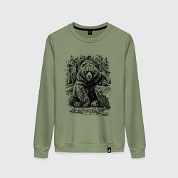 Свитшот хлопковый женский Истинный хозяин Русского леса, цвет: авокадо