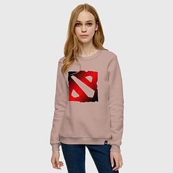 Свитшот хлопковый женский ЧЁРНО КРАСНОЕ ЛОГО ДОТА 2 DOTA 2 LOGO, цвет: пыльно-розовый — фото 2