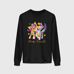 Свитшот хлопковый женский Magic Pony Friends, цвет: черный