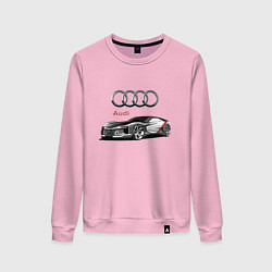Свитшот хлопковый женский Ауди - автоспорт концепт эскиз, цвет: светло-розовый