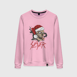 Свитшот хлопковый женский SLAYER SKULL SANTA NEW YEAR, цвет: светло-розовый