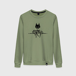 Свитшот хлопковый женский Stray: Black Logo, цвет: авокадо