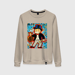 Свитшот хлопковый женский Alec ART Monopoly, цвет: миндальный