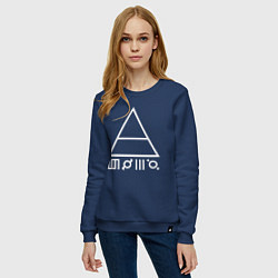 Свитшот хлопковый женский 30 Seconds to Mars - Logo, цвет: тёмно-синий — фото 2