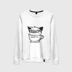 Свитшот хлопковый женский Курсэд Кэтс двадцать семь, цвет: белый