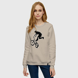 Свитшот хлопковый женский ВЕЛОСПОРТ BMX Racing ВЕЛОСИПЕДИСТ, цвет: миндальный — фото 2