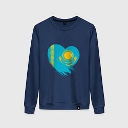 Свитшот хлопковый женский Сердце - Казахстан, цвет: тёмно-синий