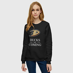 Свитшот хлопковый женский Ducks Are Coming, Анахайм Дакс, Anaheim Ducks, цвет: черный — фото 2