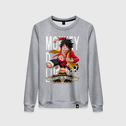 Свитшот хлопковый женский One Piece Monkey Большой Куш Манки, цвет: меланж