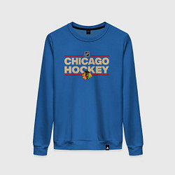 Свитшот хлопковый женский CHICAGO BLACKHAWKS NHL ЧИКАГО НХЛ, цвет: синий