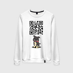 Свитшот хлопковый женский Sex, milk, rock n roll! QR code!, цвет: белый