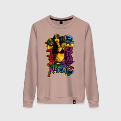 Свитшот хлопковый женский Девушка со скейтом на плечах, цвет: пыльно-розовый