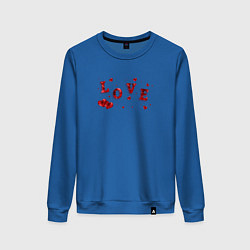 Свитшот хлопковый женский Рубиновая Надпись Любовь Love, цвет: синий