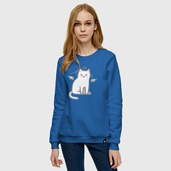 Свитшот хлопковый женский КОТИК АНГЕЛ CAT ANGEL, цвет: синий — фото 2