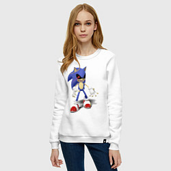 Свитшот хлопковый женский Sonic Exe Video game Hype, цвет: белый — фото 2