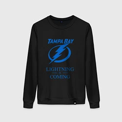 Свитшот хлопковый женский Tampa Bay Lightning is coming, Тампа Бэй Лайтнинг, цвет: черный