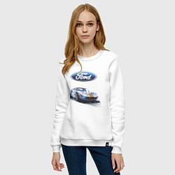 Свитшот хлопковый женский Ford Motorsport, цвет: белый — фото 2
