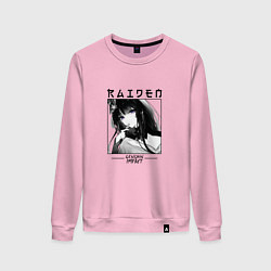 Свитшот хлопковый женский Райдэн Shogun Raiden, Genshin Impact, цвет: светло-розовый