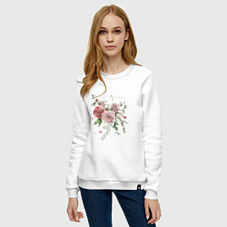 Свитшот хлопковый женский Spring mood Flower, цвет: белый — фото 2