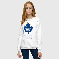 Свитшот хлопковый женский Toronto Maple Leafs are coming Торонто Мейпл Лифс, цвет: белый — фото 2