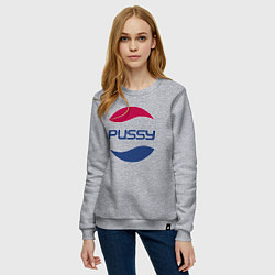 Свитшот хлопковый женский Pepsi Pussy, цвет: меланж — фото 2