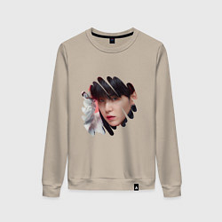 Свитшот хлопковый женский Agust D SUGA BTS, цвет: миндальный