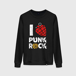 Свитшот хлопковый женский I LOVE PUNK ROCK, цвет: черный