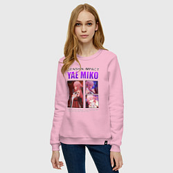 Свитшот хлопковый женский ЯЭ МИКО - ГЕНШИН ИМПАКТ, цвет: светло-розовый — фото 2