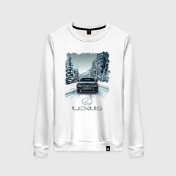 Свитшот хлопковый женский Lexus - зимняя дорога, цвет: белый