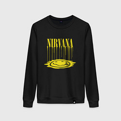 Свитшот хлопковый женский Nirvana Логотип Нирвана, цвет: черный