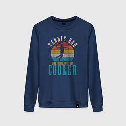 Свитшот хлопковый женский Папа теннисист, это как обычный папа, но круче, цвет: тёмно-синий