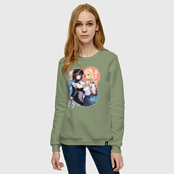 Свитшот хлопковый женский Kuroe and Kitagawa, цвет: авокадо — фото 2