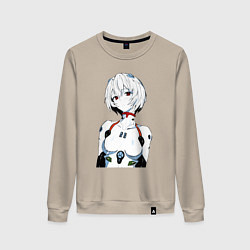 Свитшот хлопковый женский Рей Аянами Rei Ayanami Ева Евангелион, цвет: миндальный