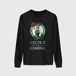 Свитшот хлопковый женский Boston Celtics are coming Бостон Селтикс, цвет: черный