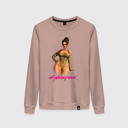 Свитшот хлопковый женский Панам Panam 18 cyberpunk2077, цвет: пыльно-розовый