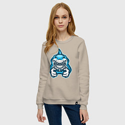 Свитшот хлопковый женский Shark player, цвет: миндальный — фото 2