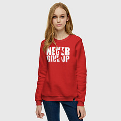 Свитшот хлопковый женский NEVER GIVE UP НИКОГДА НЕ СДАВАЙСЯ СПОРТ, цвет: красный — фото 2