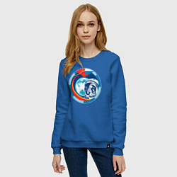 Свитшот хлопковый женский Первый Космонавт Юрий Гагарин 1, цвет: синий — фото 2