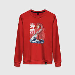 Свитшот хлопковый женский Kraken Kawaii Sushi, цвет: красный