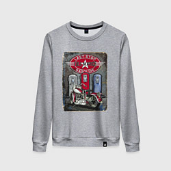 Свитшот хлопковый женский Мотоцикл Заправка Ретро Poster, цвет: меланж