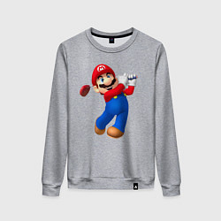 Свитшот хлопковый женский Марио - крутейший гольфист Super Mario, цвет: меланж