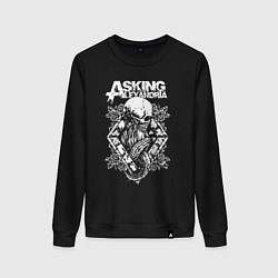 Свитшот хлопковый женский Asking alexandria Александрия, цвет: черный