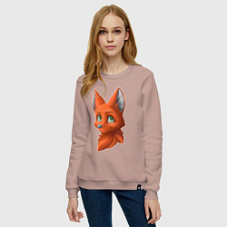 Свитшот хлопковый женский Милая лисичка Cute fox, цвет: пыльно-розовый — фото 2