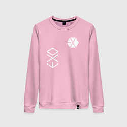 Свитшот хлопковый женский Логотип группы exo, цвет: светло-розовый