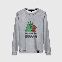 Свитшот хлопковый женский Welcome - Russia, цвет: меланж