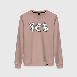 Женский свитшот YES юань, евро, доллар