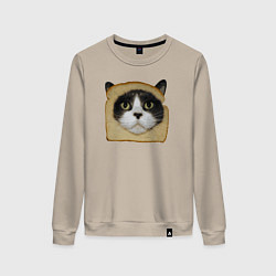 Свитшот хлопковый женский Котохлебинг, цвет: миндальный